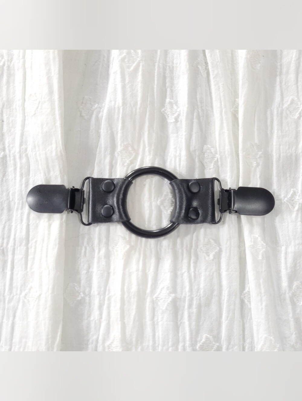 Black Leather Cinch Clip W/ Black Clips & Oring, DIY Tailoring, New, Handmade